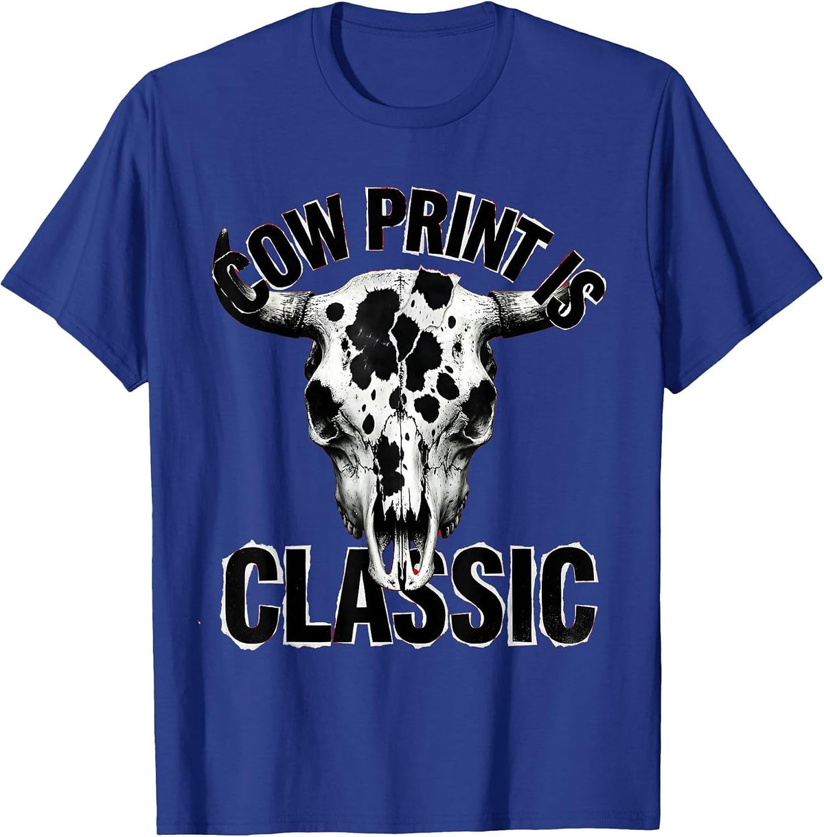 Cow Print Is Classic Bold Animal Pattern Design T-Shirt - Royal Blue
