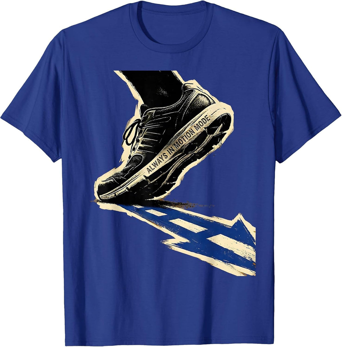 Always In Motion Mode Athleisure Graphic Design T-Shirt - Royal Blue