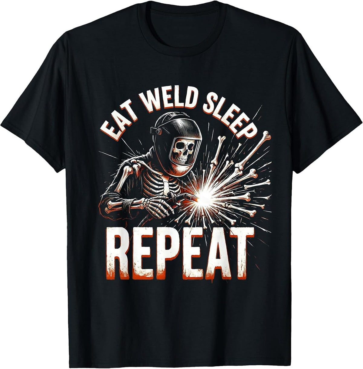 Men's Eat Weld Sleep Repeat Welder Graphic Design T-Shirt - Black