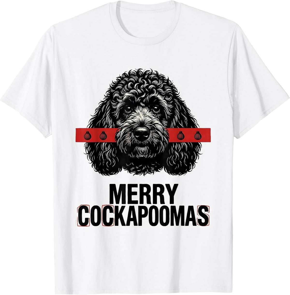 Men's Merry Cockapoomas Wood Type Letterpress Funny Cockapoo T-Shirt - White
