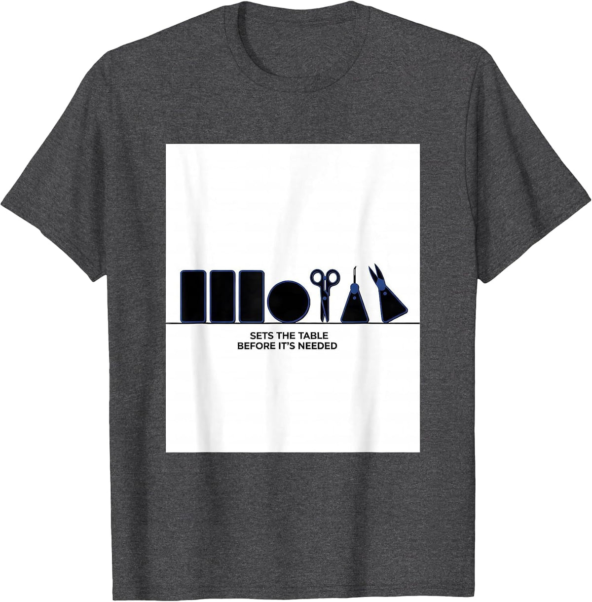 Men's Sets The Table Before It's Needed Geometric Surgical Tech T-Shirt - Dark Heather Grey