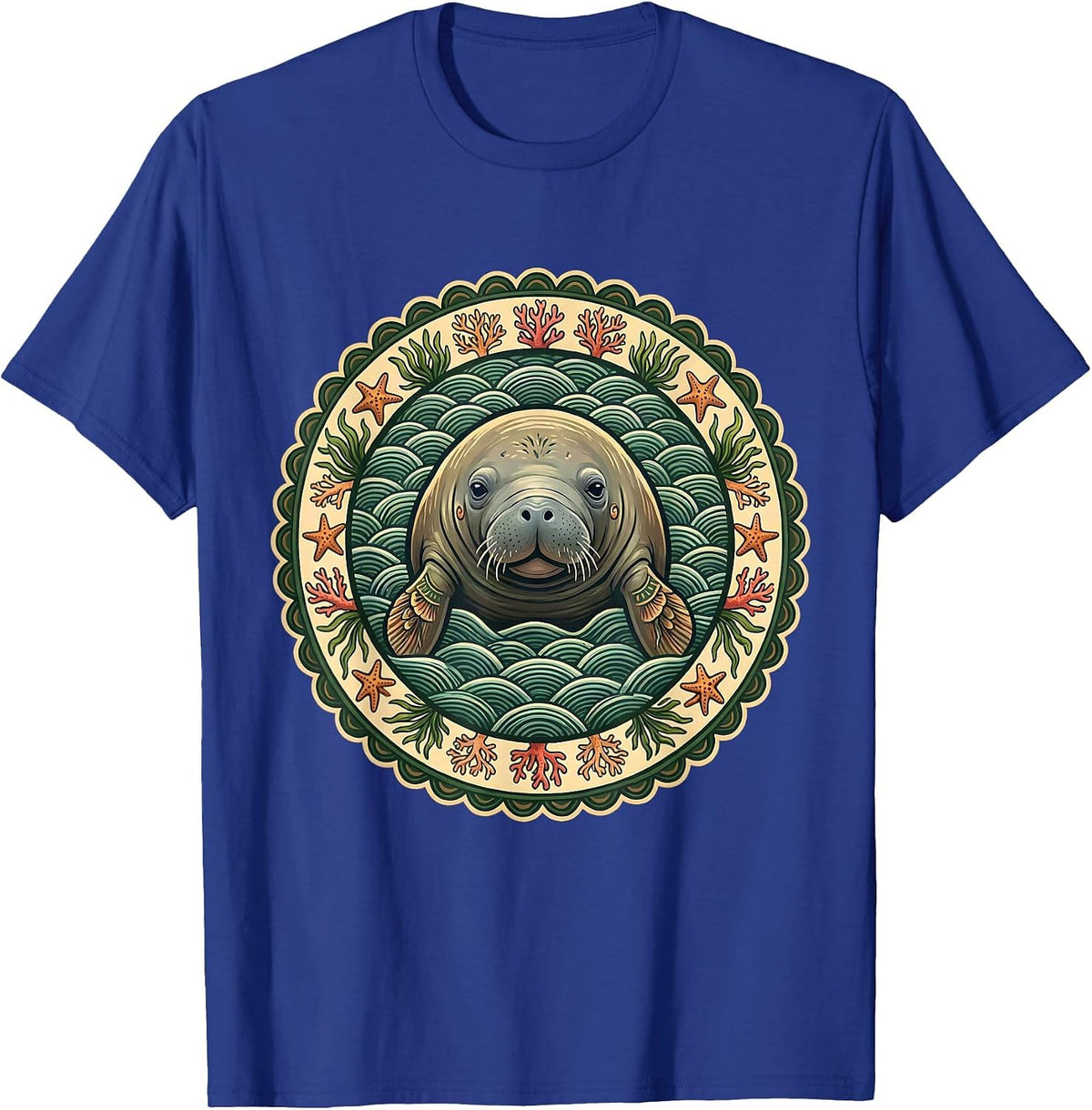 Puerto Rico Manatee Swimming Blue Water Graphic T-Shirt - Royal Blue