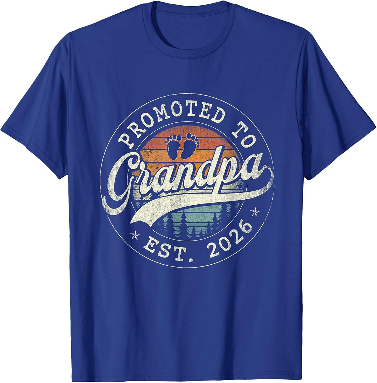 Promoted to Grandpa Est 2026 Grandparents Baby Announcement T-Shirt - Royal Blue