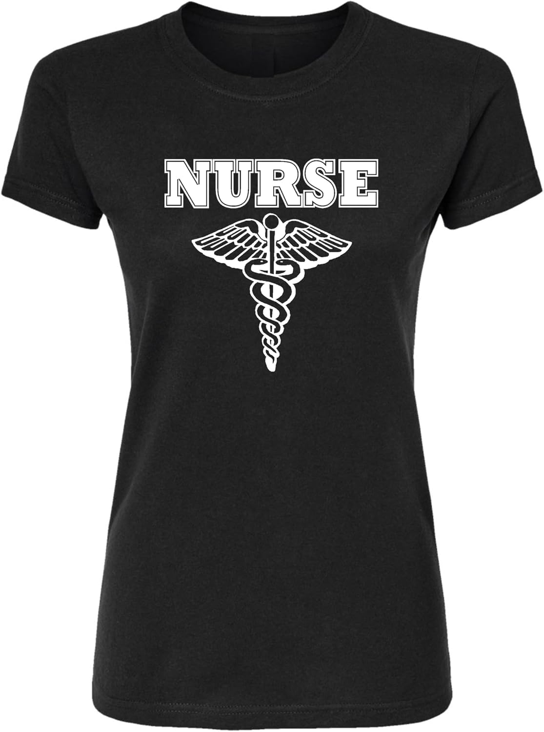Go All Out Womens Nurse Logo Deluxe Soft T-Shirt - Black