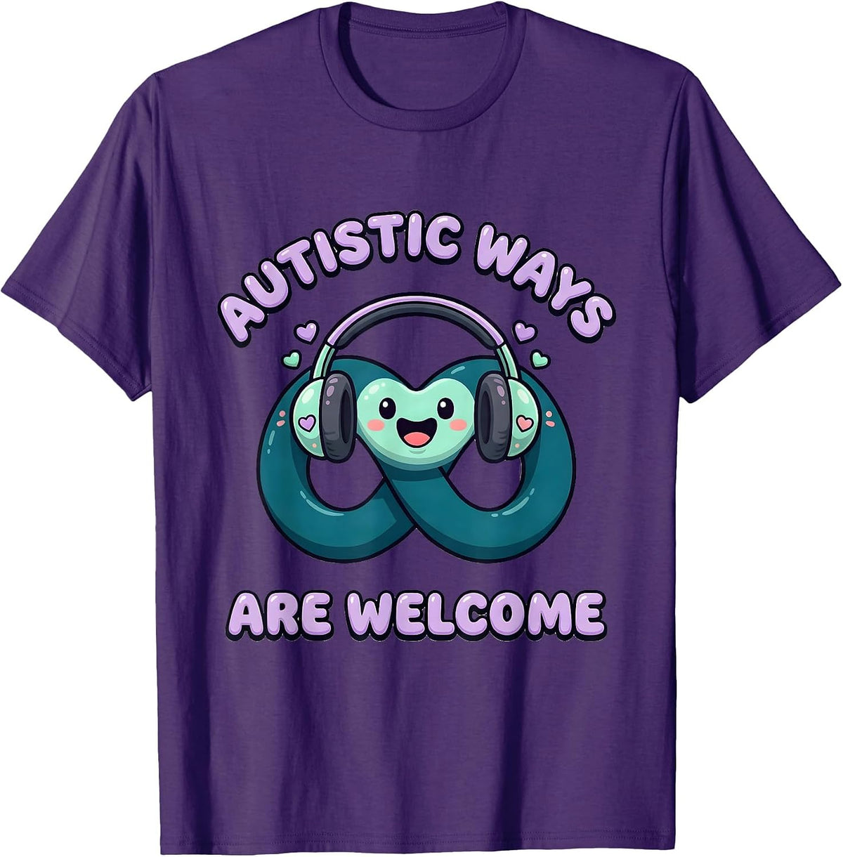 Men's Autistic Ways Are Welcome Cute Kawaii Neurodiversity T-Shirt - Purple