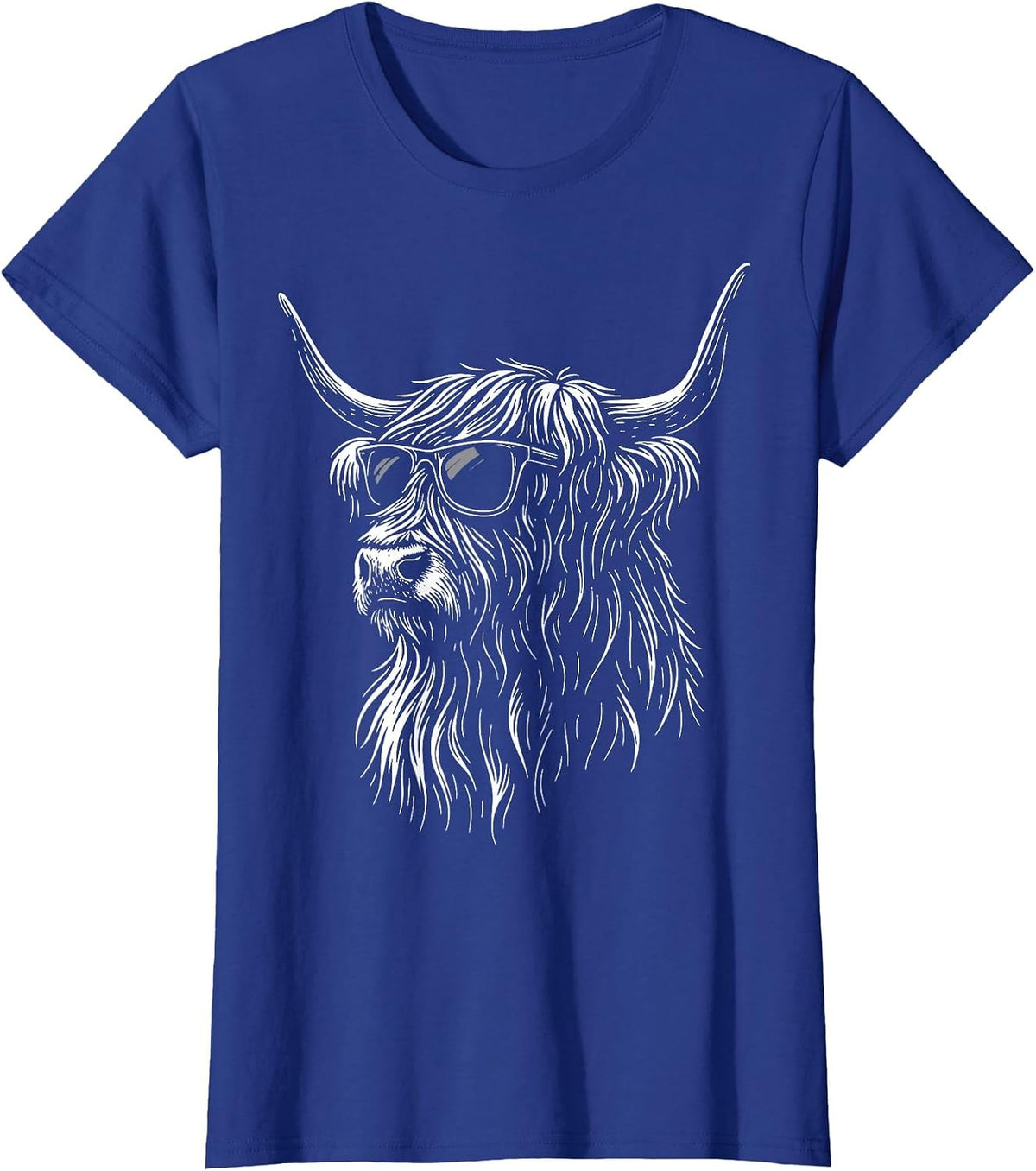 Highland Cow Sunglasses Farmer Highland Cattle T-Shirt - Royal Blue