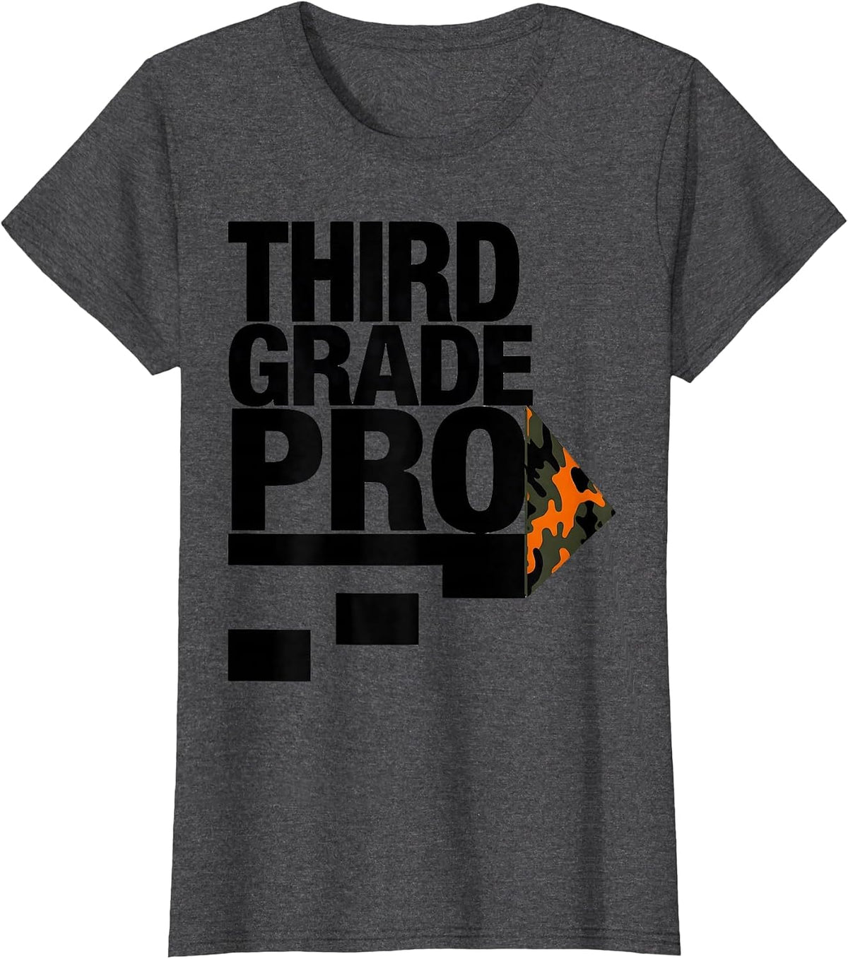 Women's Third Grade Pro Camo Back To School Boys Teachers T-Shirt - Dark Heather Grey