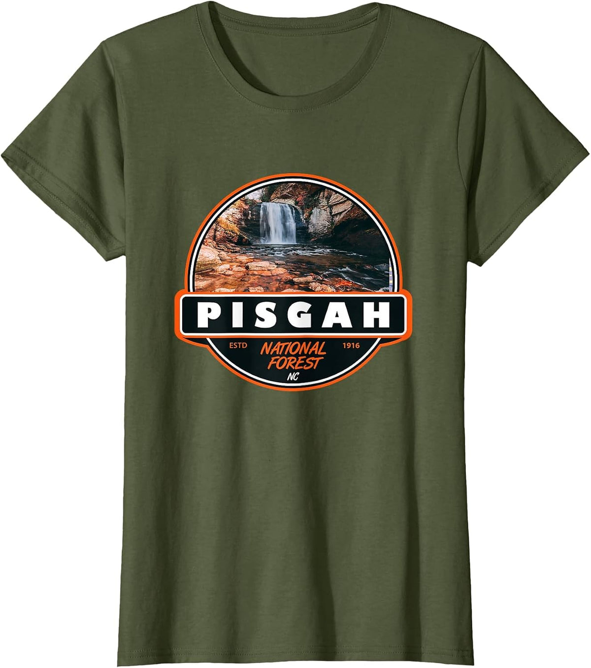 Pisgah National Forest North Carolina Badge T-Shirt - Olive Green