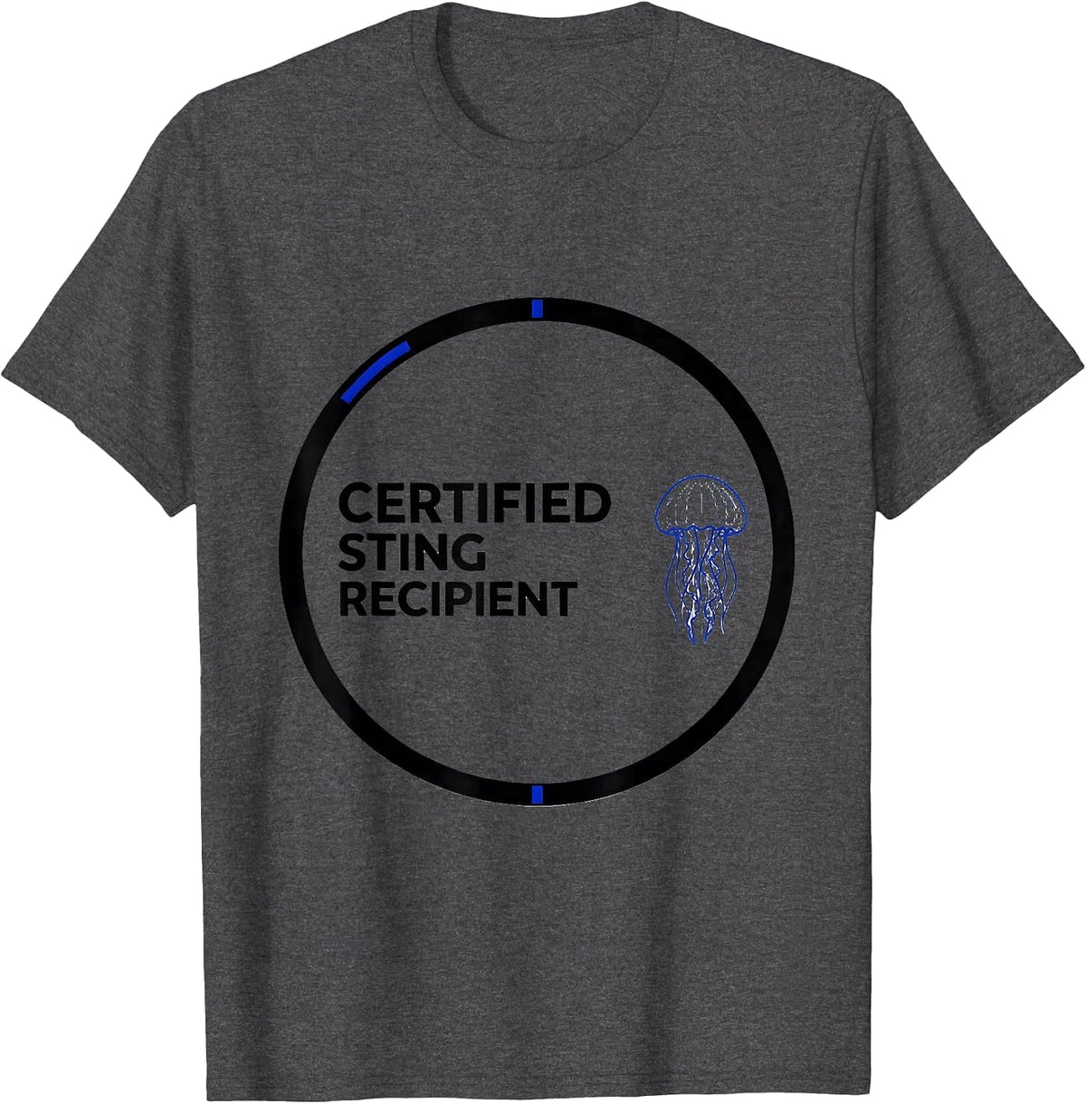 Men's Certified Sting Recipient Funny Jellyfish Ocean Animal Lover T-Shirt - Dark Heather Grey