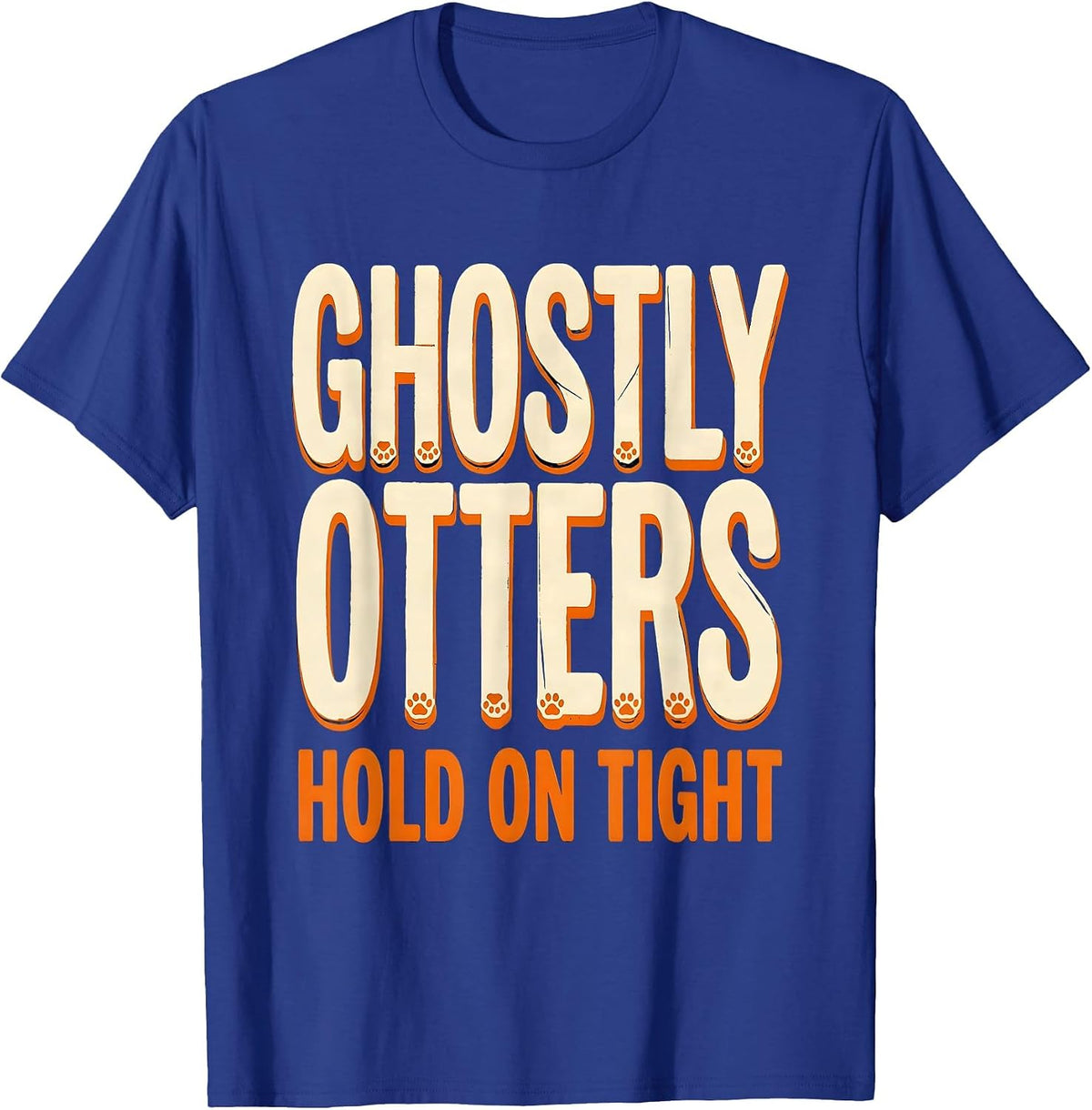 Men's Halloween Otter Ghost Holding Hands Design T-Shirt - Royal Blue