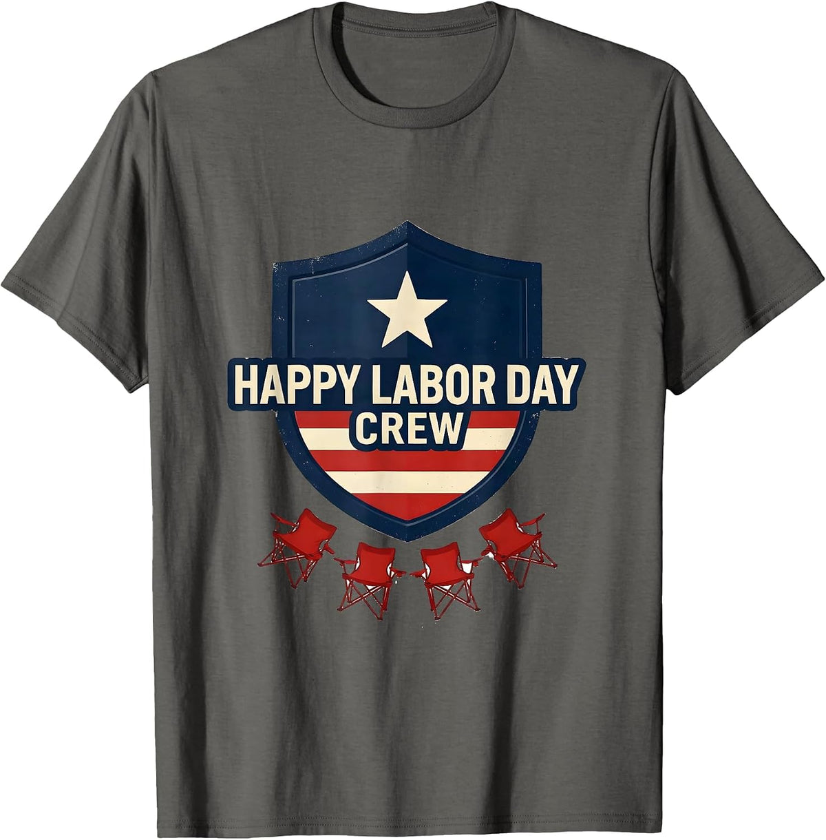 Happy Labor Day Crew Patriotic Americana Labor Day Gift T-Shirt - Asphalt Grey