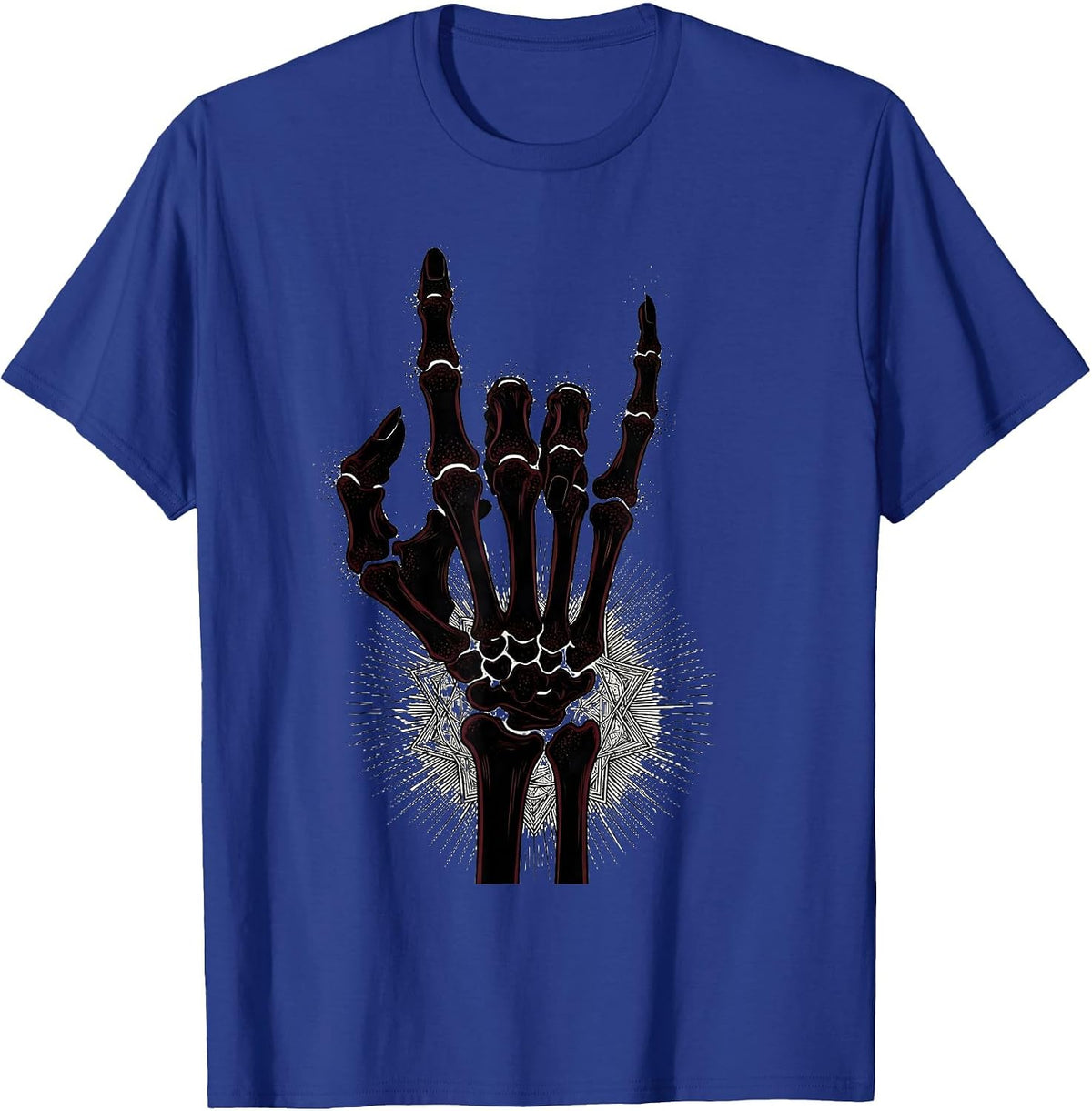 Men's Skeleton Hand Rock and Roll Radiology Sign T-Shirt - Royal Blue
