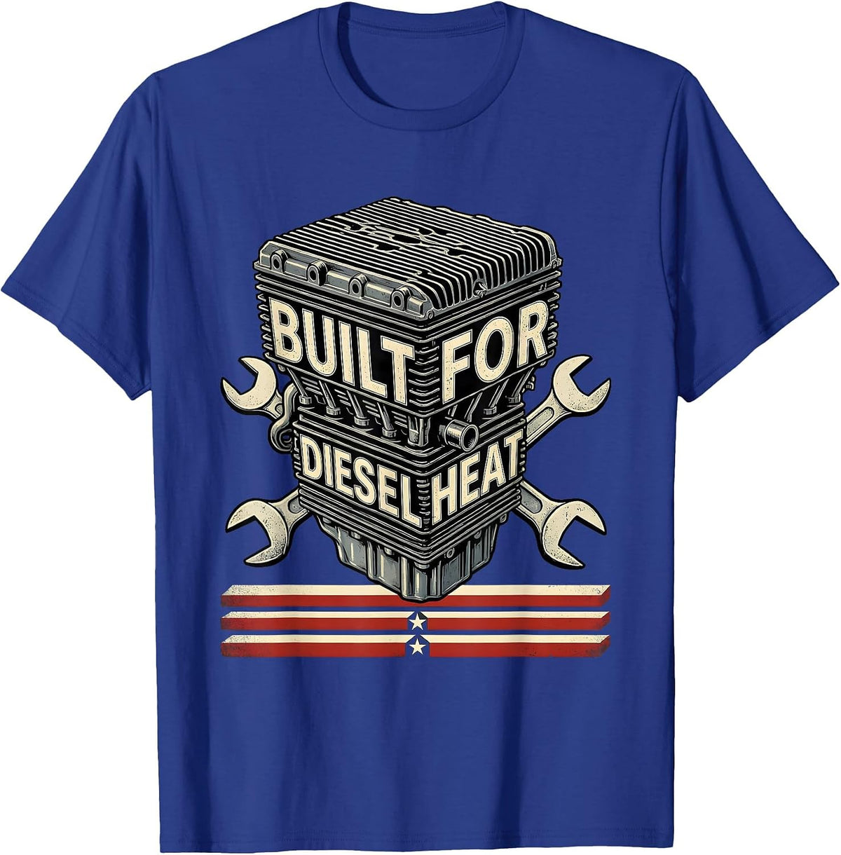 Built For Diesel Heat Stencil Graphic Oilfield Worker T-Shirt - Royal Blue