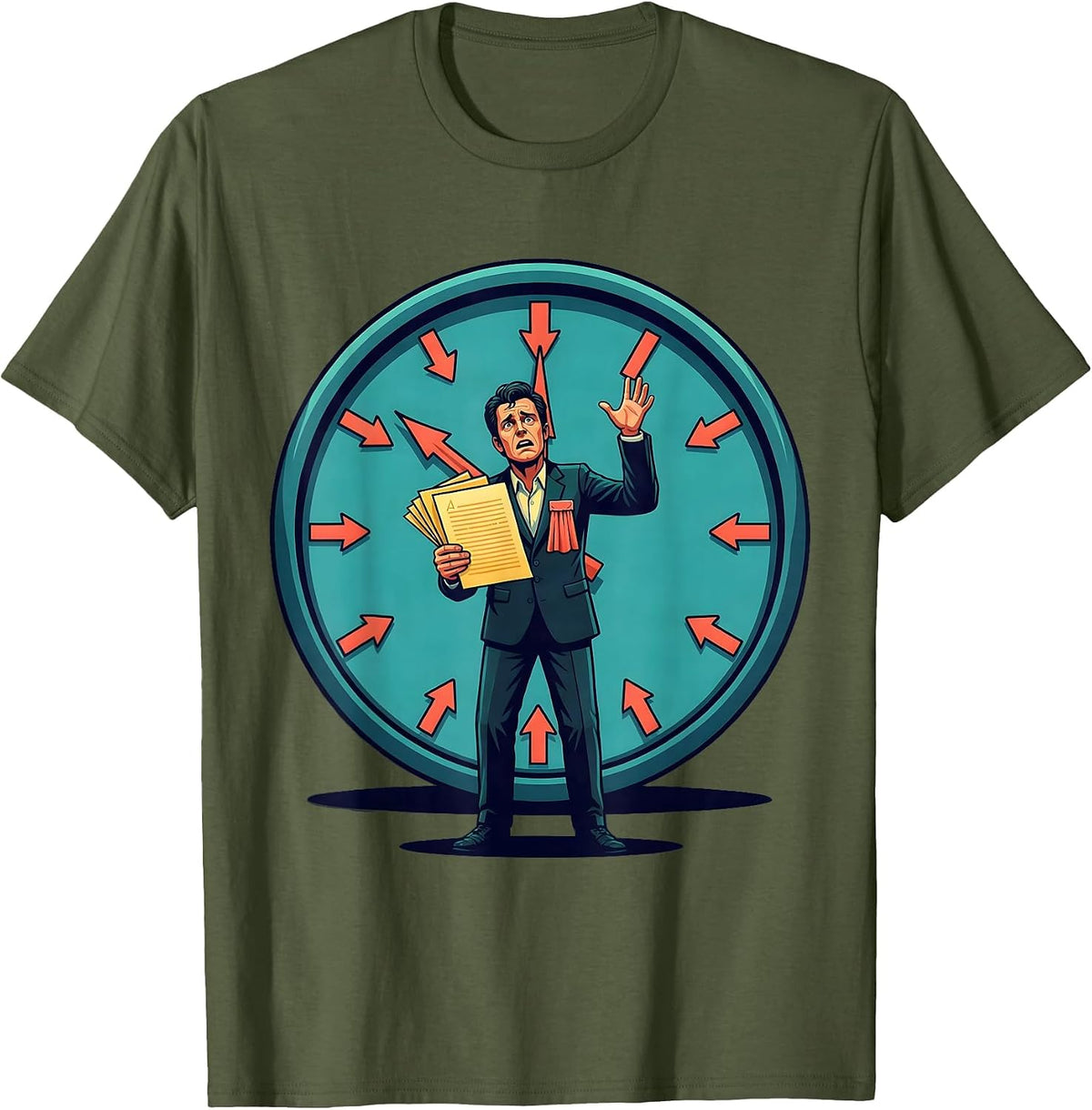Men's Theater Kid Rehearsal Clock Funny Musical Theatre Gift T-Shirt - Olive Green