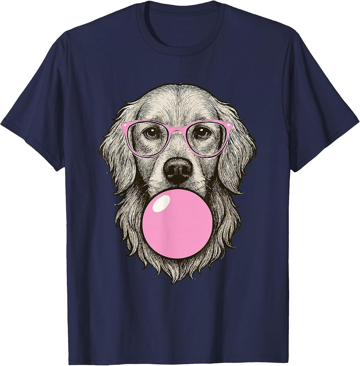 Cute Golden Retriever Shirt for Women Funny Dog Lovers T-Shirt - Navy Blue