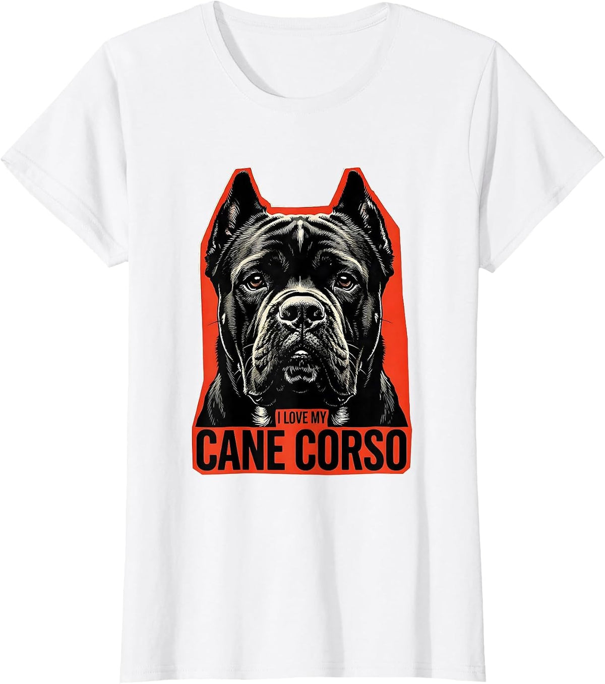 Women's I Love My Cane Corso Stencil Graphic Dog Lover Gift T-Shirt - White
