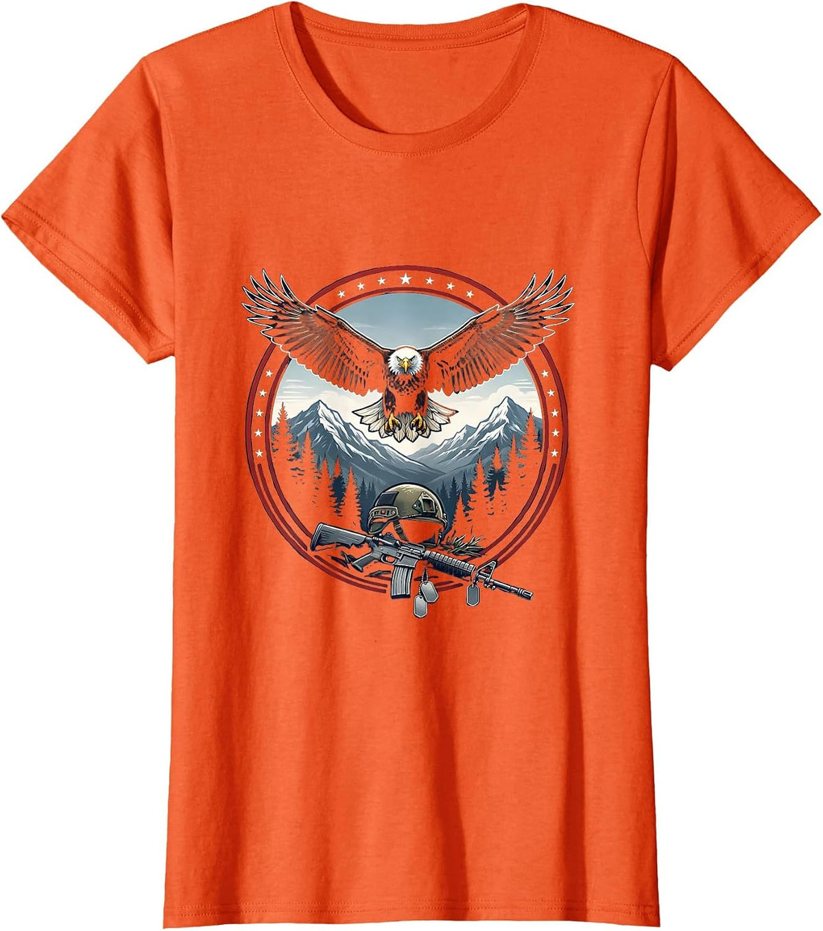 Land of the Free Home of the Brave Memorial Graphic T-Shirt - Orange