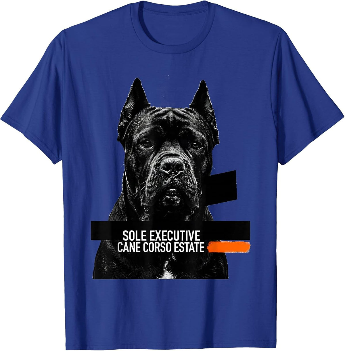 Men's Sole Executive Cane Corso Estate Brutalist Dog Meme Humor T-Shirt - Royal Blue