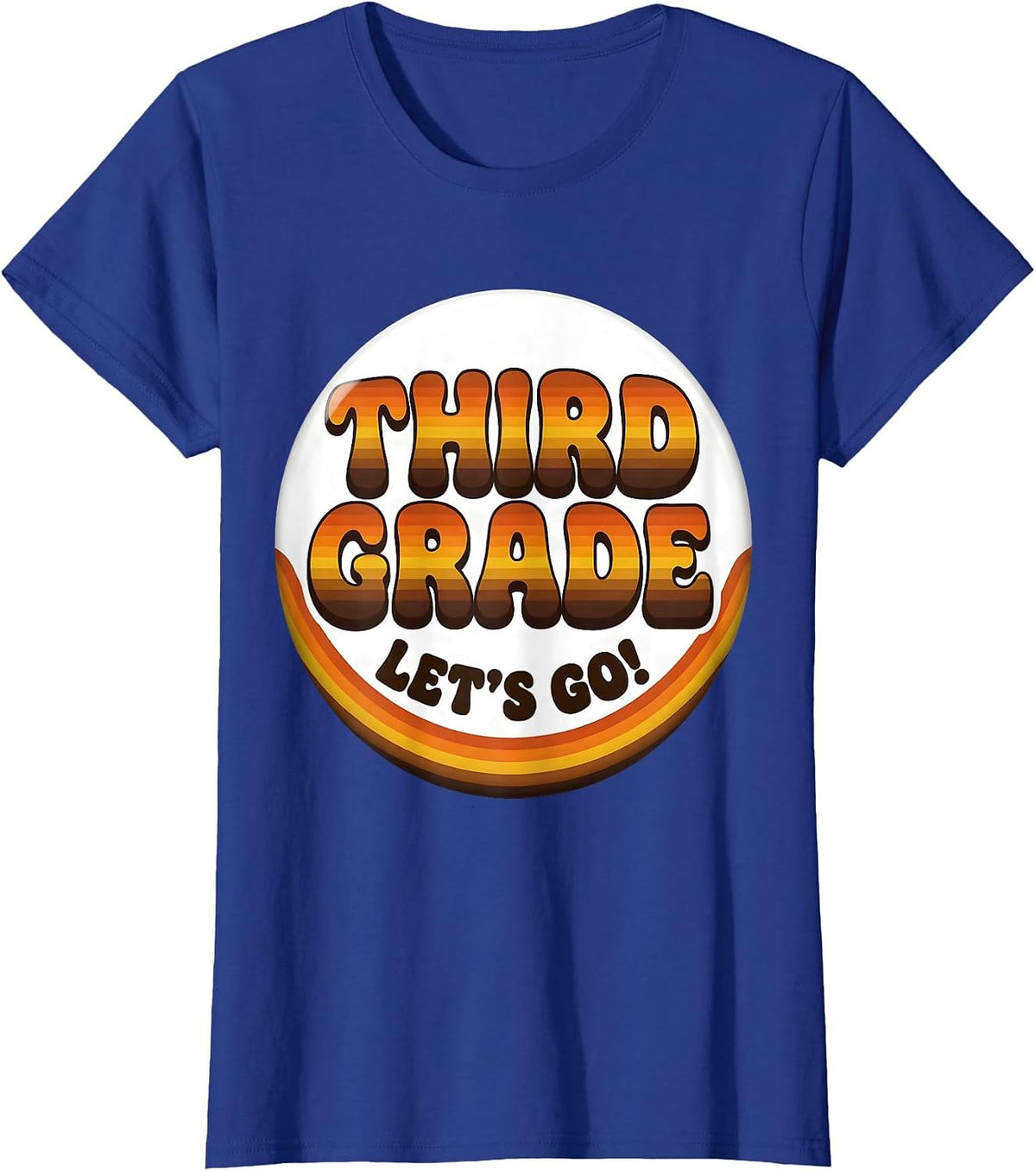 Women's Third Grade Let's Go Retro 70s Back to School Teacher T-Shirt - Royal Blue