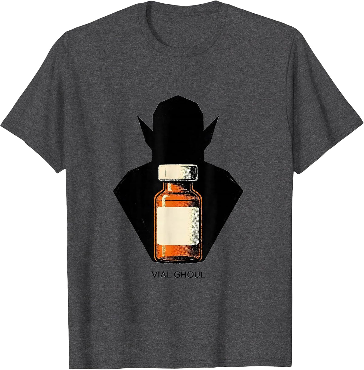 Vial Ghoul Geometric Pharmacy Halloween Pharmacist Tech Crew T-Shirt - Dark Heather Grey