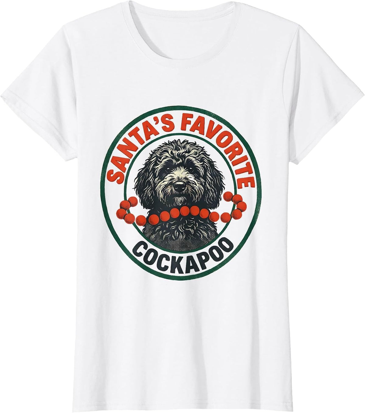 Santa's Favorite Cockapoo Festive Dog Lover Christmas T-Shirt - White