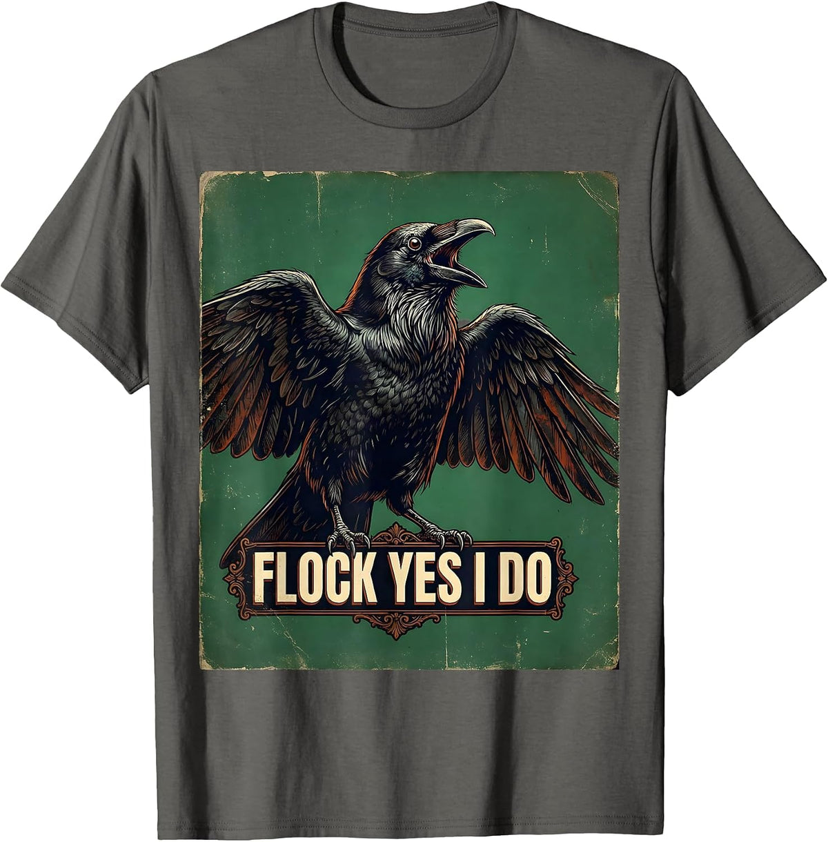Men's Flock Yes I Do Crow Bird Lover Design T-Shirt - Asphalt Grey