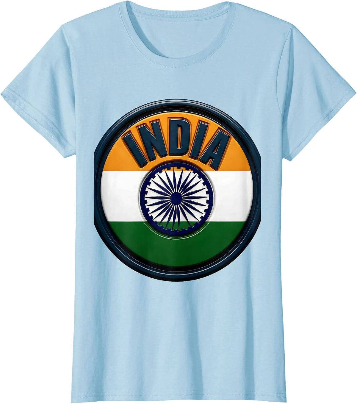 INDIA Patriotic Tricolor Flag National Pride T-Shirt - Baby Blue