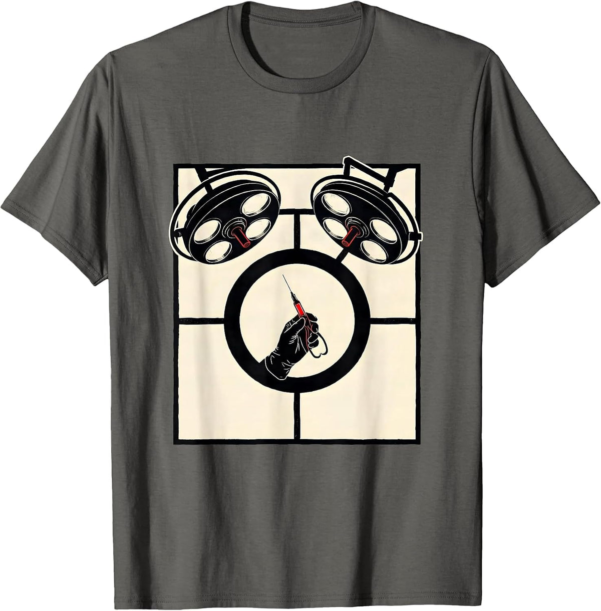 Men's Surgical Tech Stencil Graphic Occupational Pride T-Shirt - Asphalt Grey