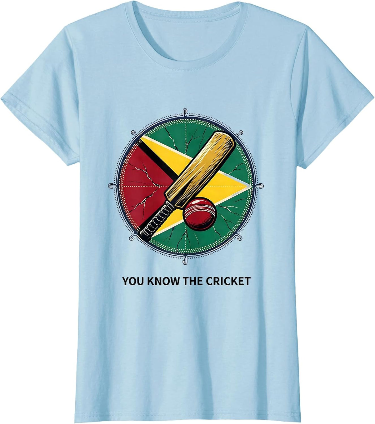 You Know The Cricket Guyanese Flag Heritage Retro T-Shirt - Baby Blue