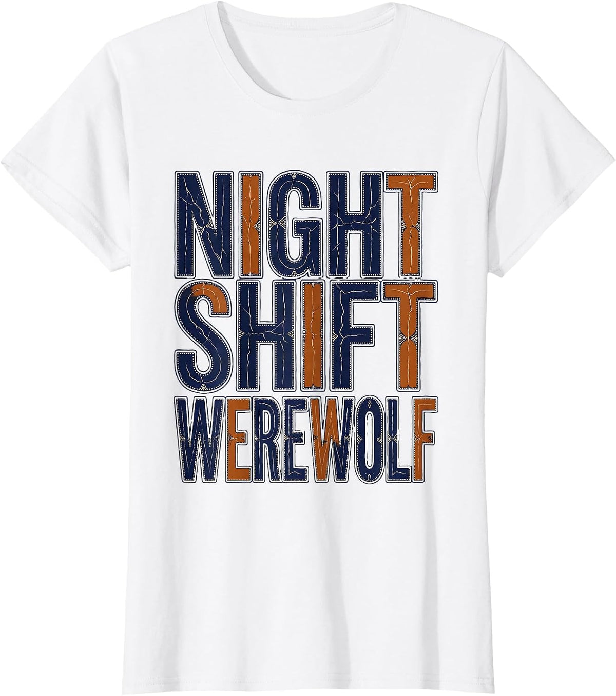Women's Night Shift Werewolf Halloween Graphic Design T-Shirt - White