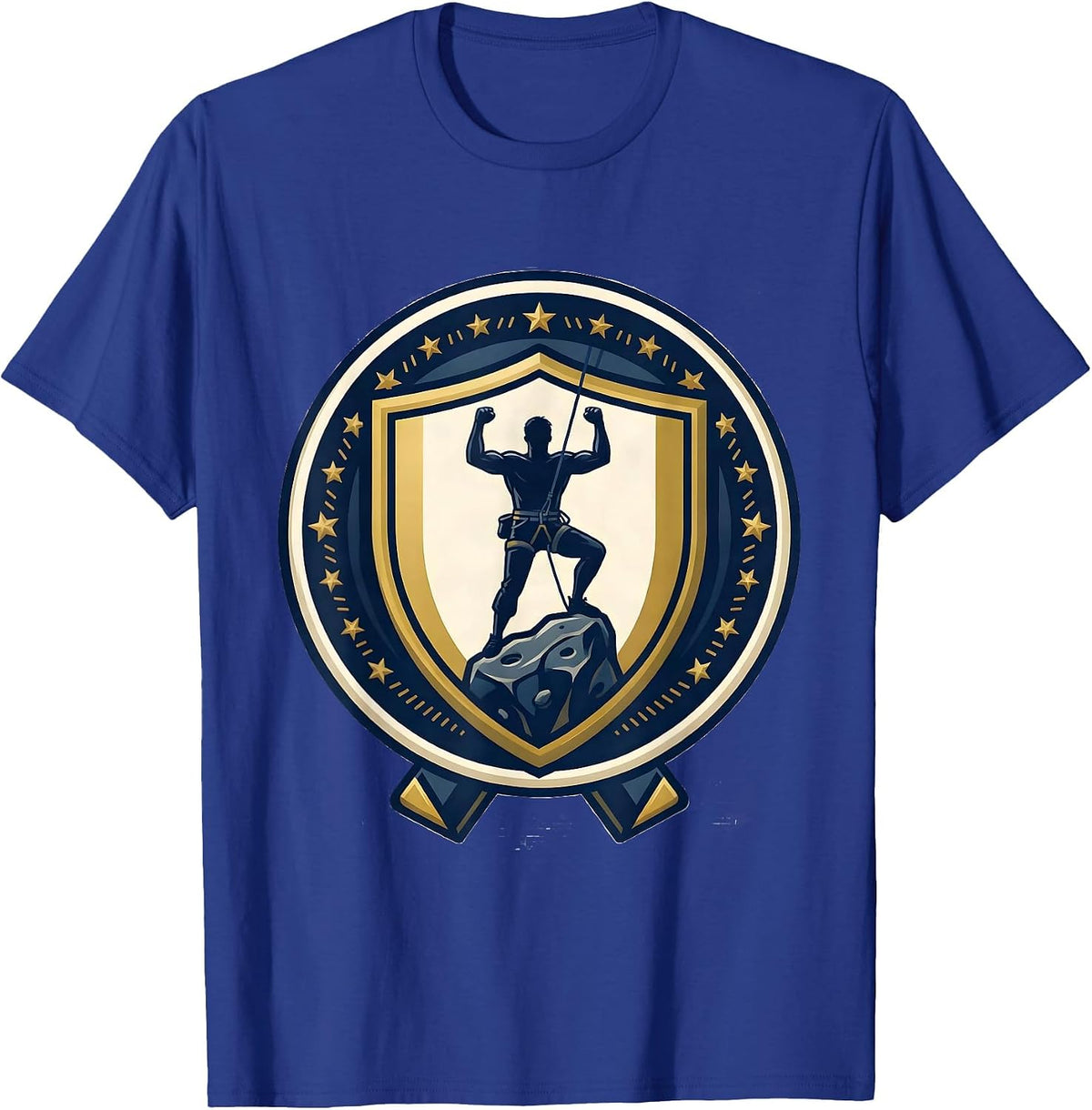 Climbing Crest Emblem Rock Climber Bouldering Humor T-Shirt - Royal Blue