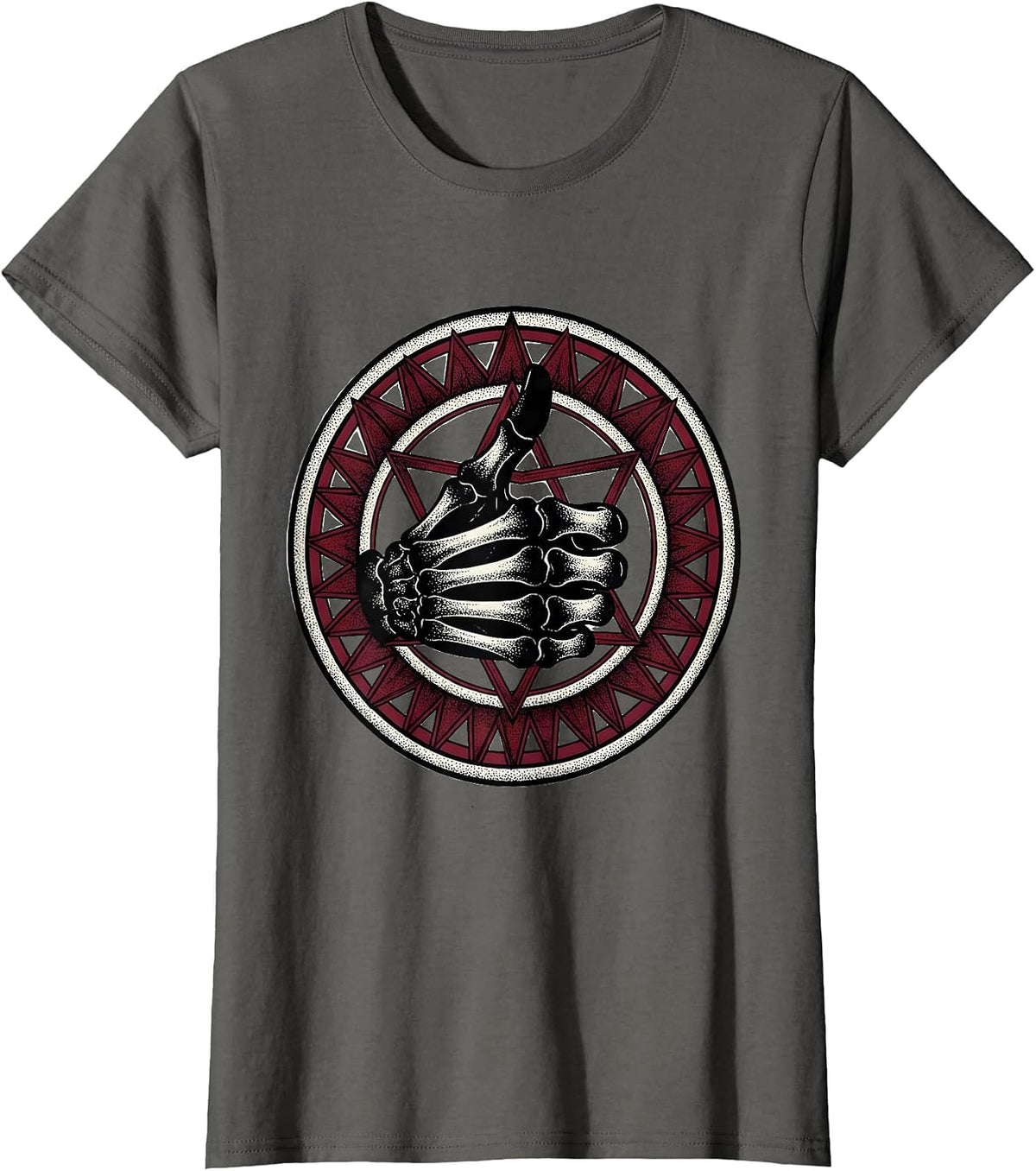 Women's Skeleton Hand Thumbs Up Radiology Graphic T-Shirt - Asphalt Grey