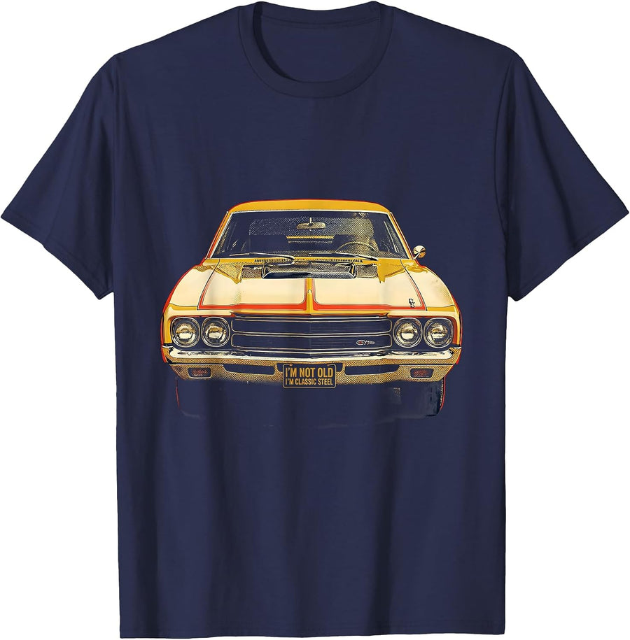 I'm Not Old I'm Classic Steel Funny Vintage Car Guy Birthday T-Shirt - Navy Blue