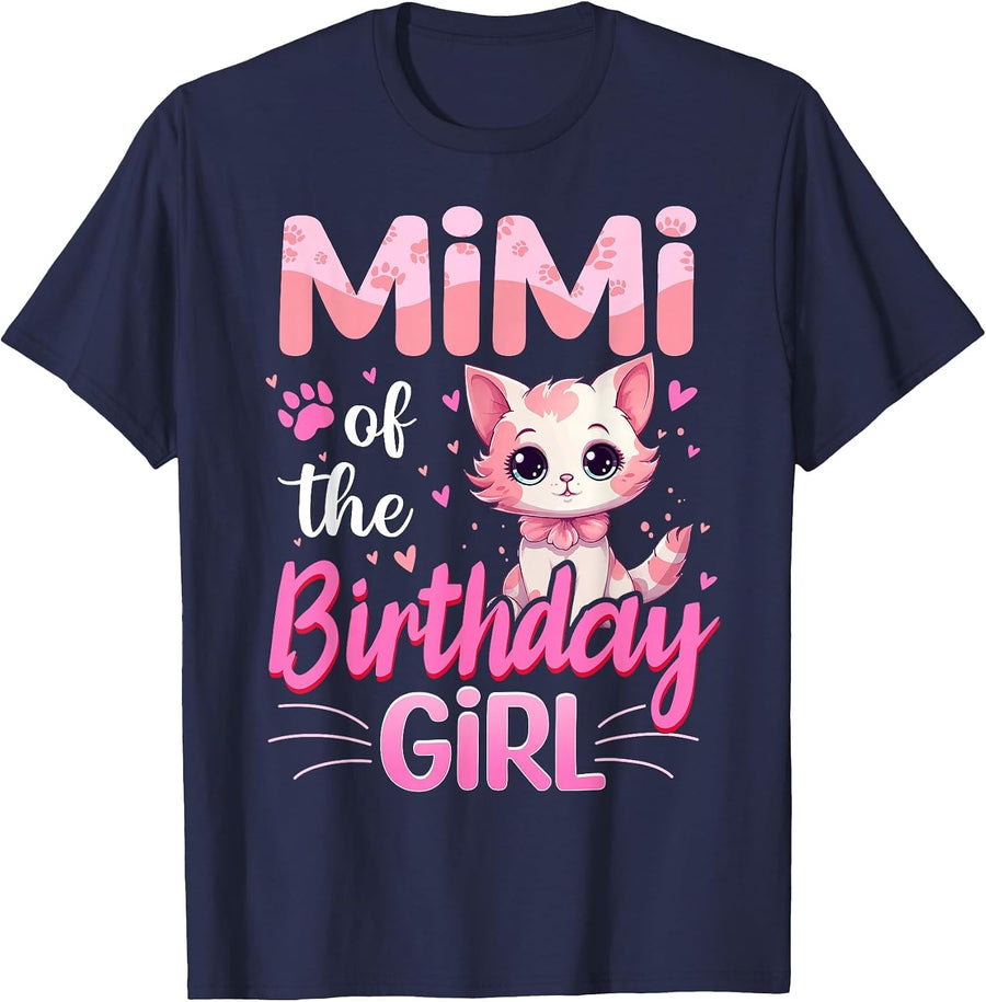 Mimi of The Birthday Girl Cute Cat Lover Kitten Kid T-Shirt - Navy Blue