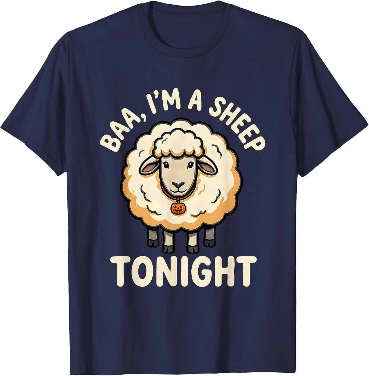 Baa I'm A Sheep Tonight Cartoon Halloween Costume T-Shirt - Navy Blue