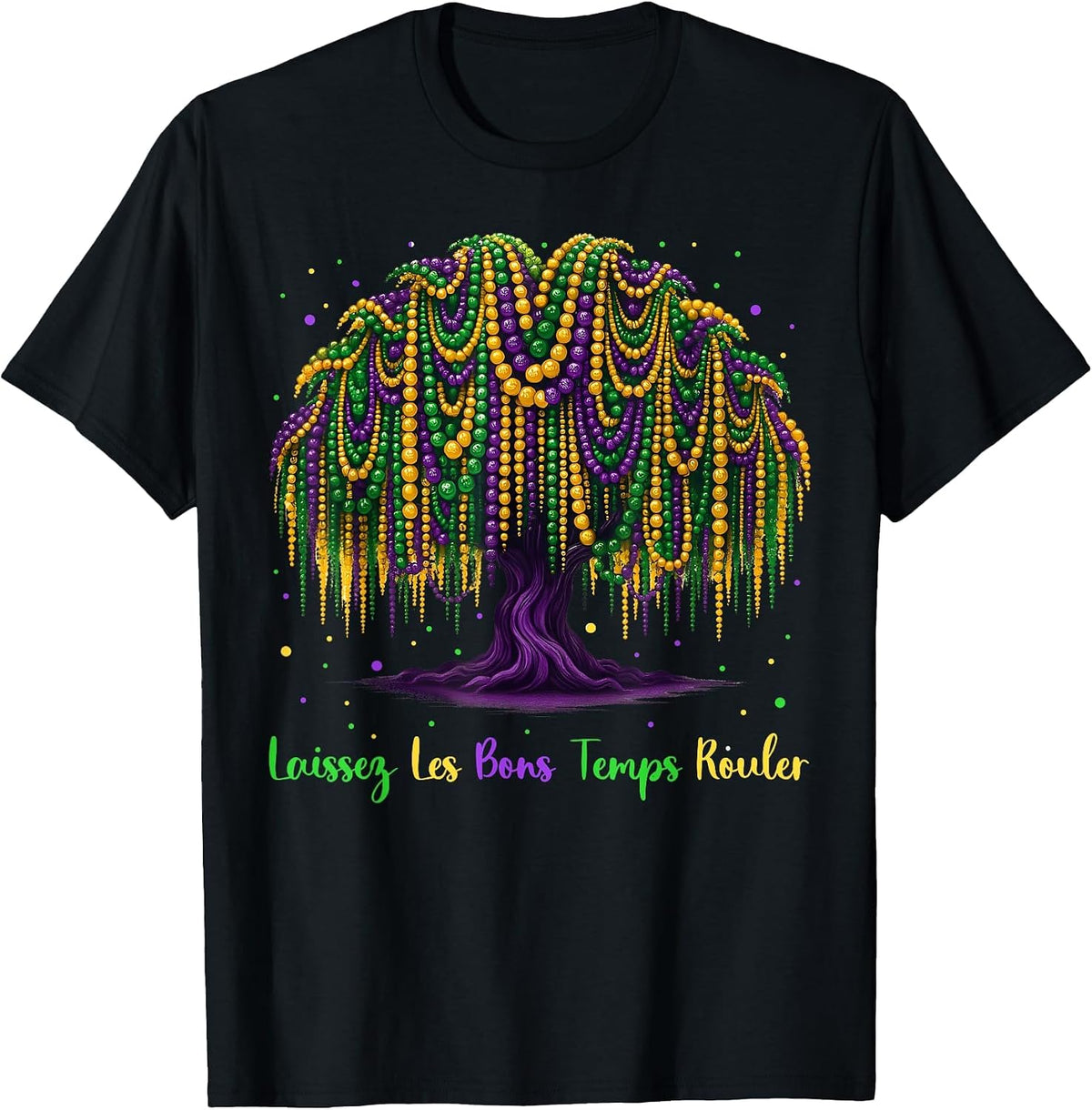 Mardi Gras Bead Tree Carnival New Orleans for Women Men Kid T-Shirt - Black