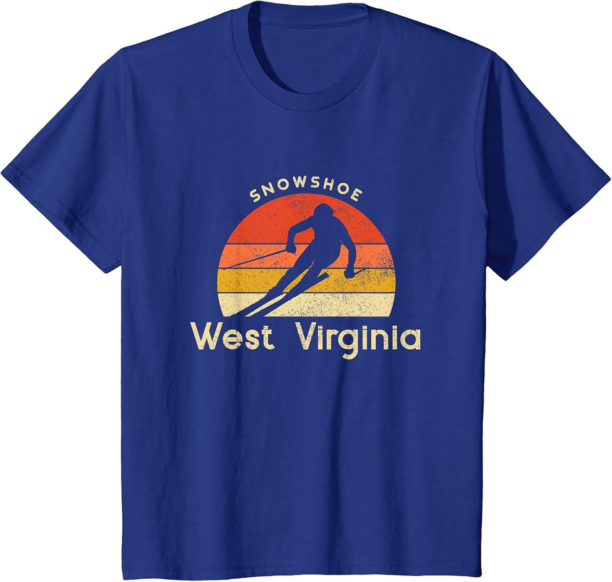 Vintage Ski Snowshoe West Virginia Mountain T-Shirt - Royal Blue