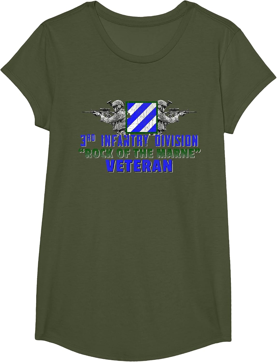 3rd Infantry Division 3ID Rock of the Marne Fort Stewart T-Shirt - Girls Olive Green