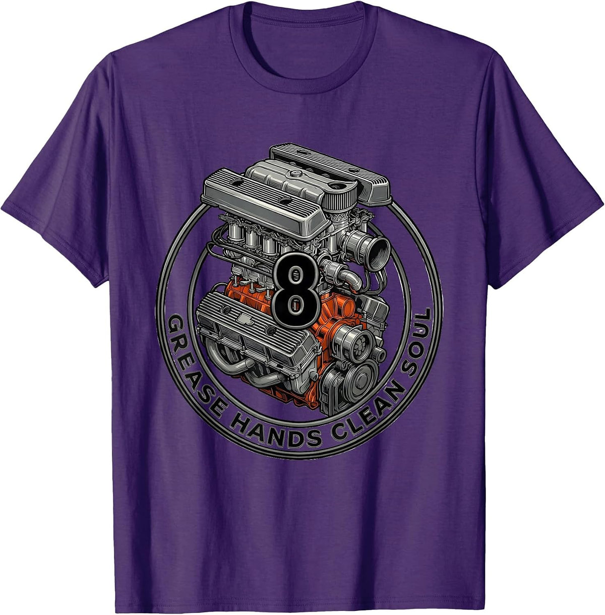 Men's Grease Hands Clean Soul Car Mechanic Design T-Shirt - Purple