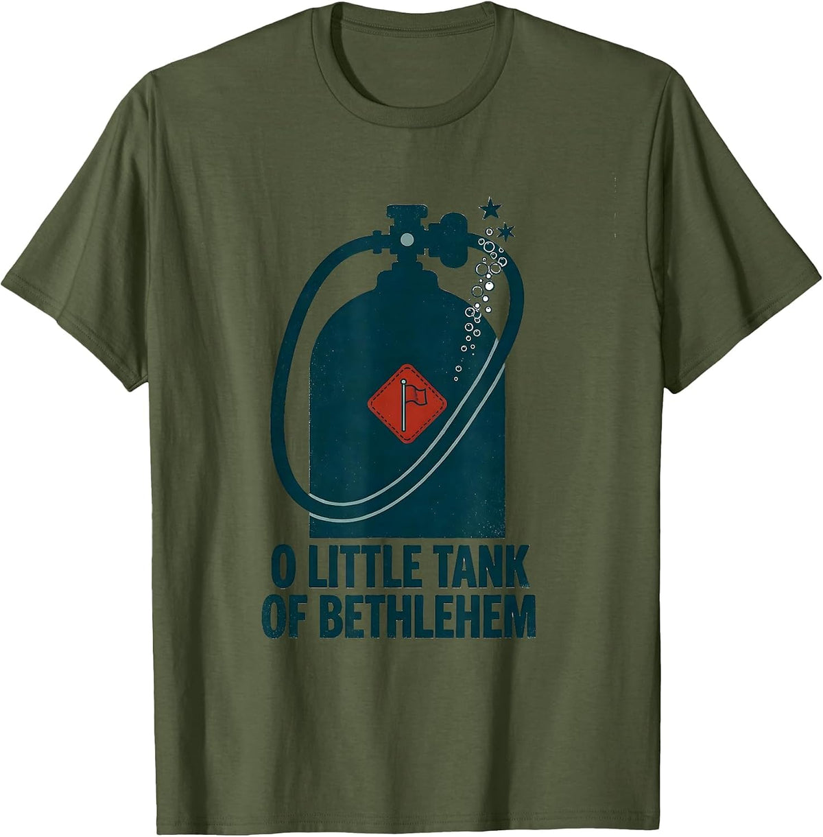 O Little Tank Of Bethlehem Funny Scuba Diver Gift Christmas T-Shirt - Olive Green