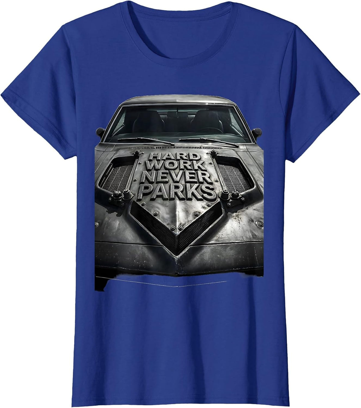 Women's Valley Forge Automotive Hard Work Never Parks T-Shirt - Royal Blue