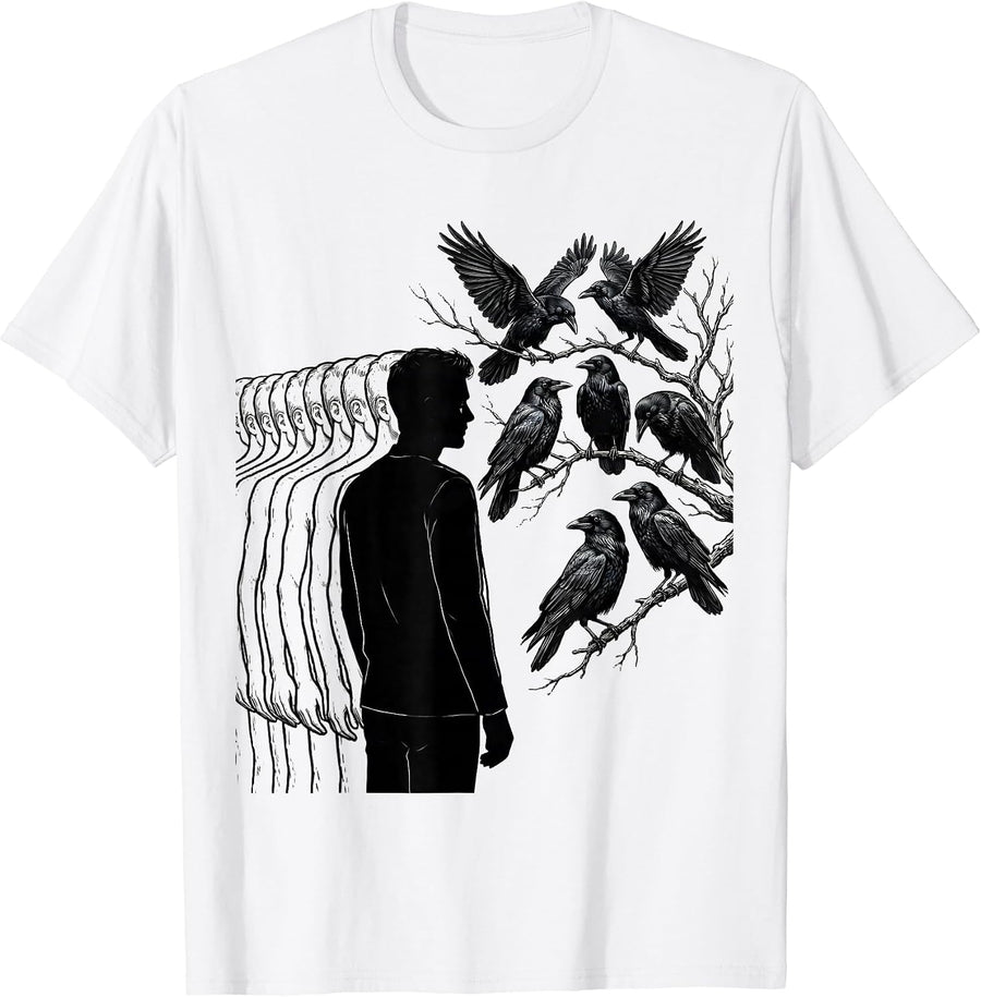 Men's Crow Murder Dark Humor Gothic Bird Lover Halloween T-Shirt - White