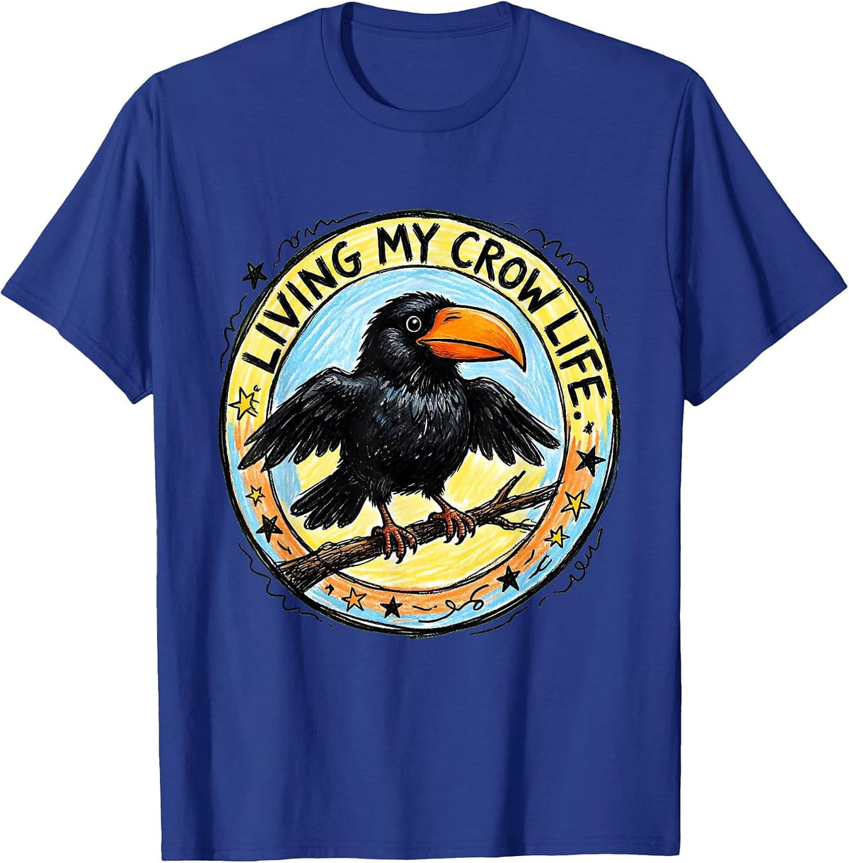 Men's Living My Crow Life Funny Bird Lover Design T-Shirt - Royal Blue