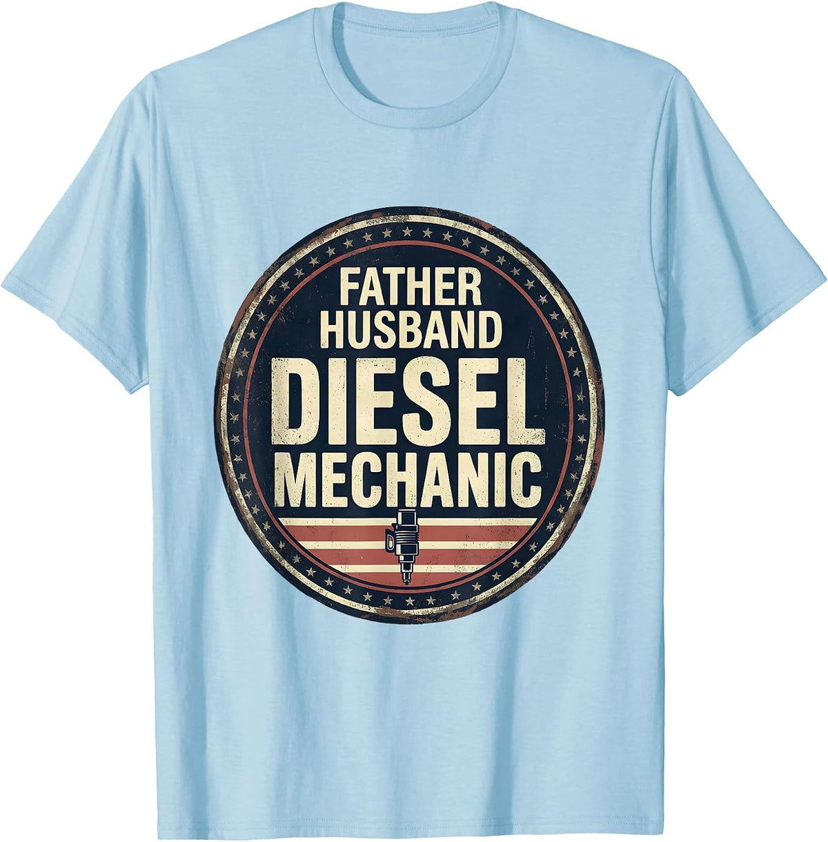 Men's Father Husband Diesel Mechanic Patriotic Mechanic Gift T-Shirt - Baby Blue