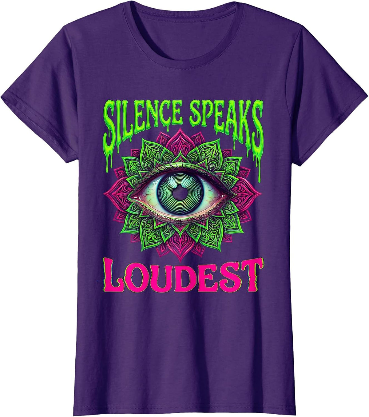 Women's Be Still Silence Speaks Loudest Graphic Design T-Shirt - Purple