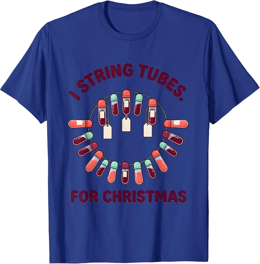 I String Tubes For Christmas Cute Kawaii Phlebotomist T-Shirt - Royal Blue