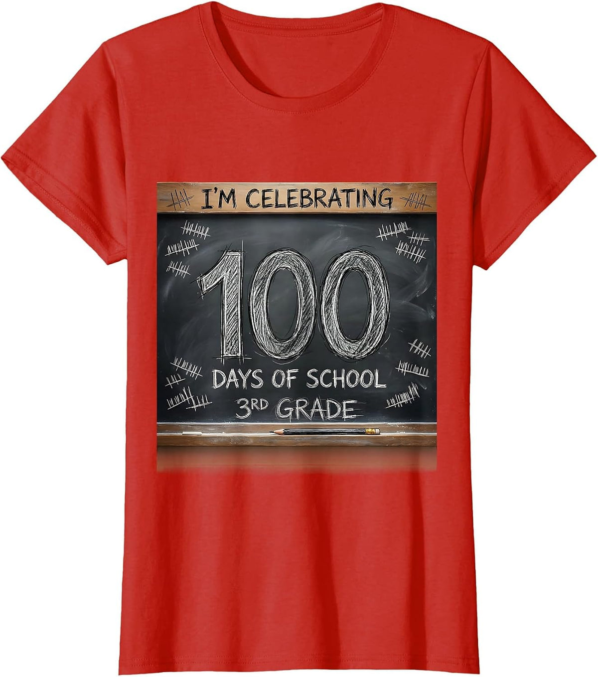 I'm Celebrating 100 Days Of School — 3rd Grade Teacher T-Shirt - Red