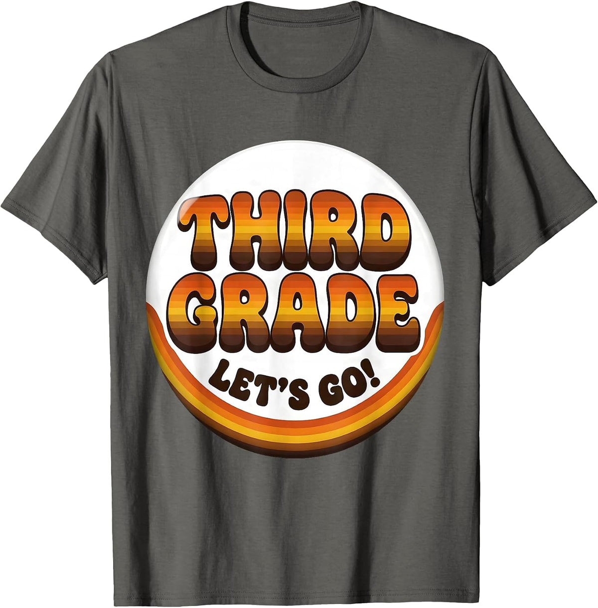 Men's Third Grade Let's Go Retro 70s Back to School Teacher T-Shirt - Asphalt Grey