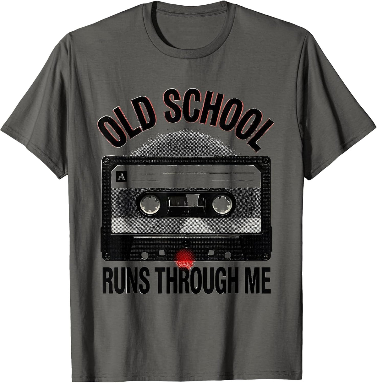 Old School Runs Through Me Vintage Hip Hop Rap Nostalgia T-Shirt - Asphalt Grey