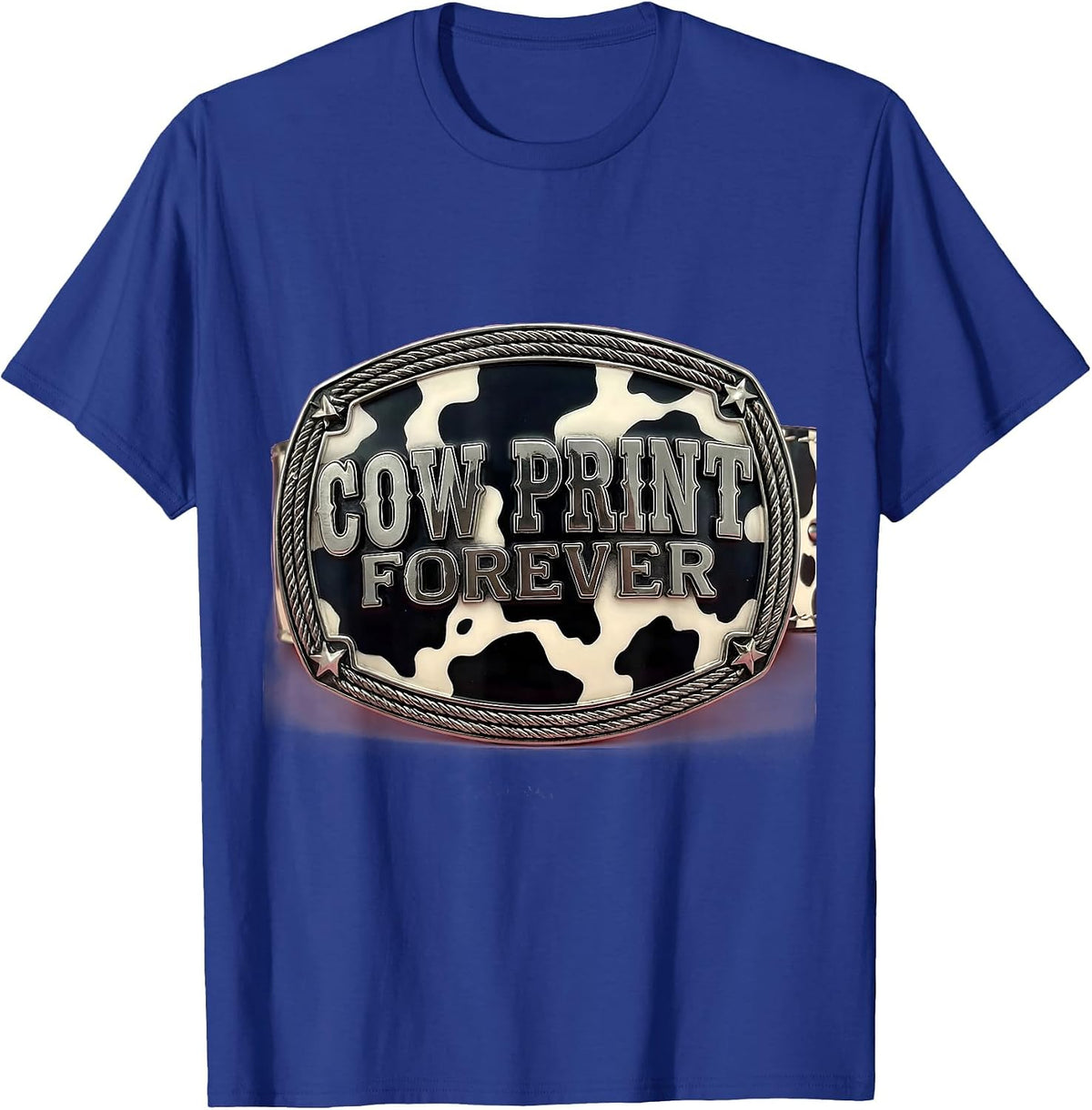 Cow Print Forever Bold Animal Pattern Design T-Shirt - Royal Blue